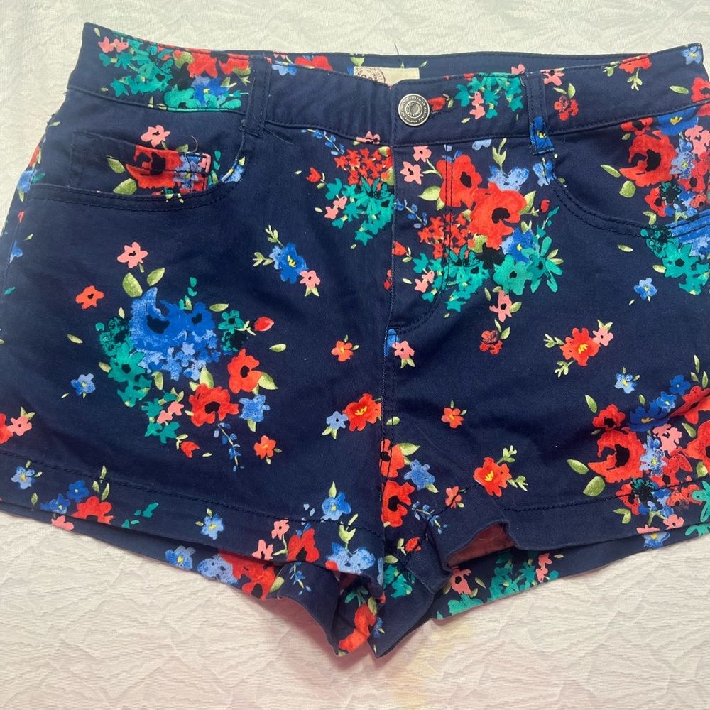 SO Navy Floral High Waist Women's Shorts